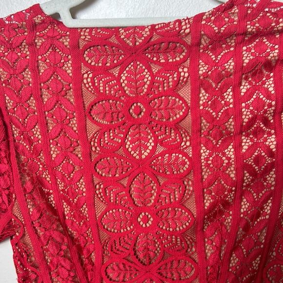 NWT For Love and Lemons Lyla red floral lace cocktail bodycon mini dress - Picture 10 of 12